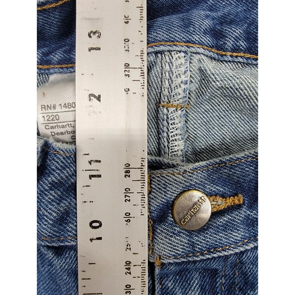 Carhartt Jeans Mens 36 34x30 Straight Regular Blue Cotton Workwear B480 DVB Fade
